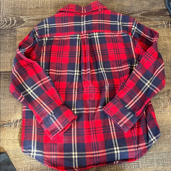 L.L. Bean Red, Blue Plaid Fleece Shirt Jacket - Picture 5 of 5